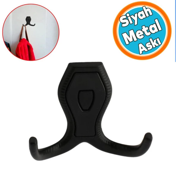 Vestiyer Mobilya Duvar Askısı Metal Dolap Elbise Askılığı Siyah Renk Askı Siyah Kapaklı ürün görseli 1