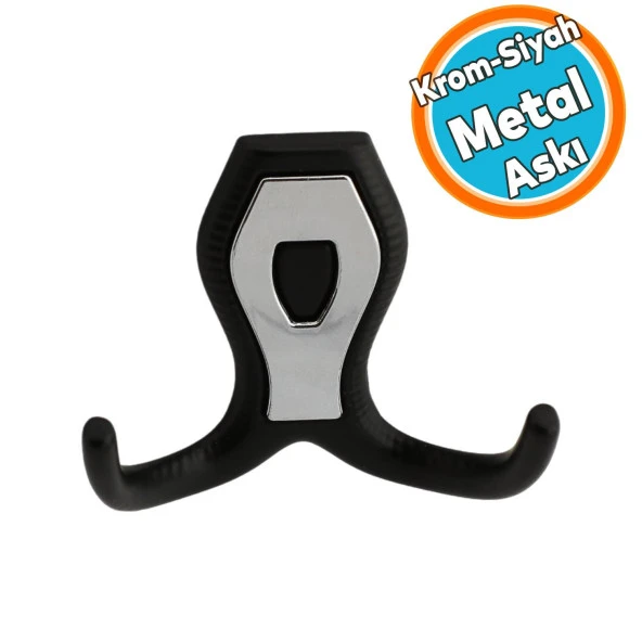 Vestiyer Mobilya Duvar Askısı Metal Dolap Elbise Askılığı Siyah Renk Askı Krom Kapaklı ürün görseli 1
