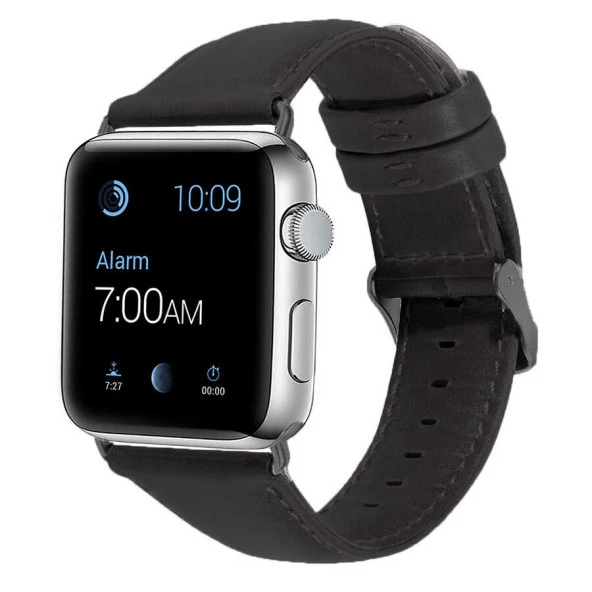Apple Watch 44mm Luxury Leather Deri Kordon - Resim 5