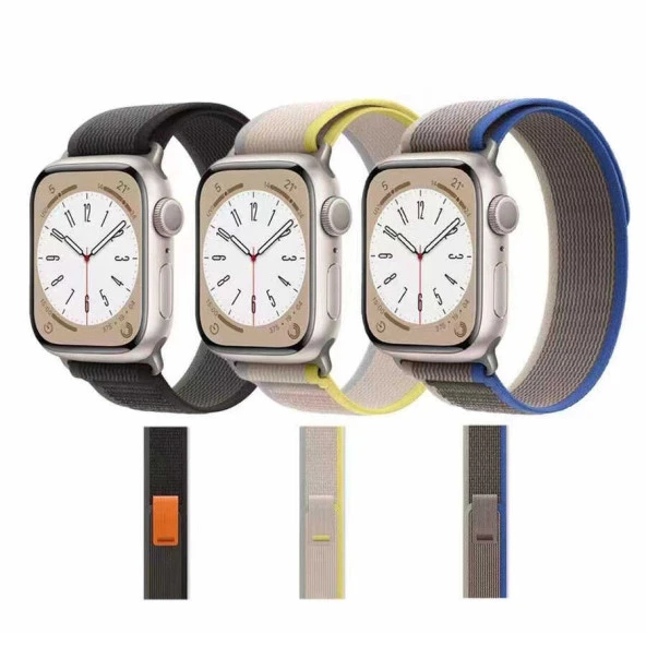 Apple Watch 7 41mm  KRD-77 Hasır Kordon - Resim 7