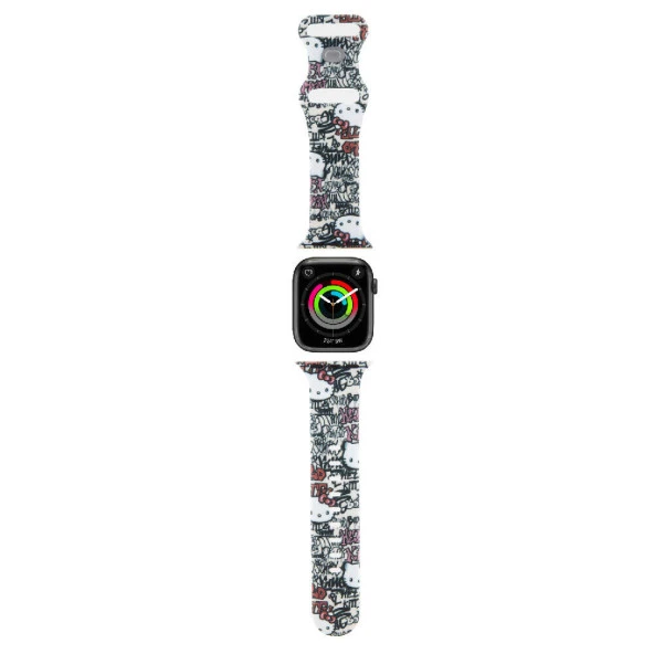 Apple Watch 38mm Hello Kitty Orjinal Lisanslı Etiket Graffiti Silikon Kordon ürün görseli 1
