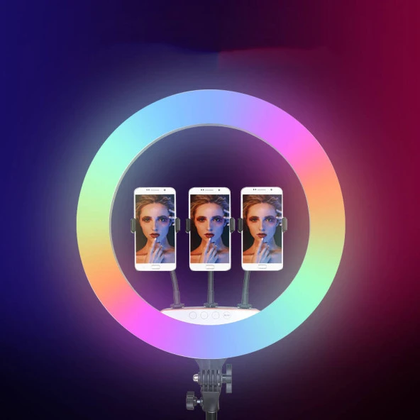 RGB Light 56cm Işıklı Telefon Tutucu Ring Light - Resim 5