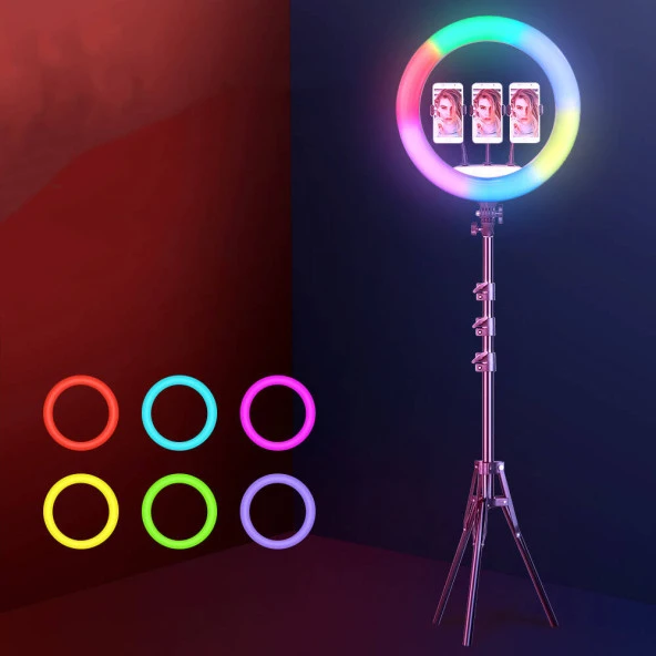 RGB Light 56cm Işıklı Telefon Tutucu Ring Light - Resim 6