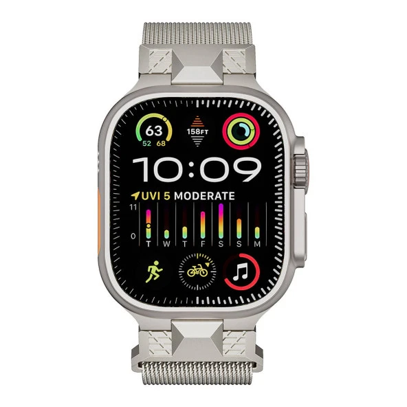 Apple Watch 1 2 3 4 5 6 7 8 9 Se Ultra 49/45/44/42 mm  KRD-107 Metal Hasır Kordon ürün görseli 1