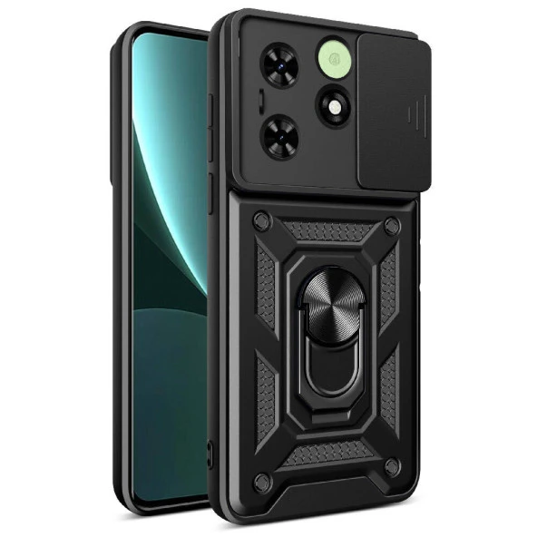 Tecno Spark Go 2024 Kılıf Magnetik Standlı Kamera Korumalı  Sürgülü Vega Kapak ürün görseli 1