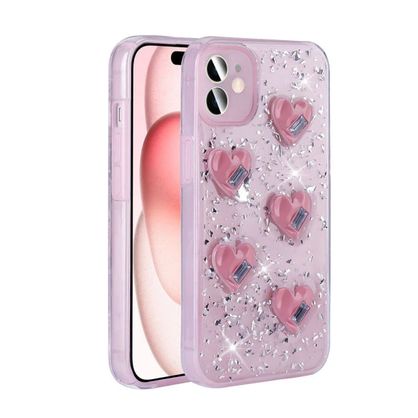 Apple iPhone 14 Kılıf Airbagli Simli Arka Yüzey  Işıltı Silikon Kapak ürün görseli 1