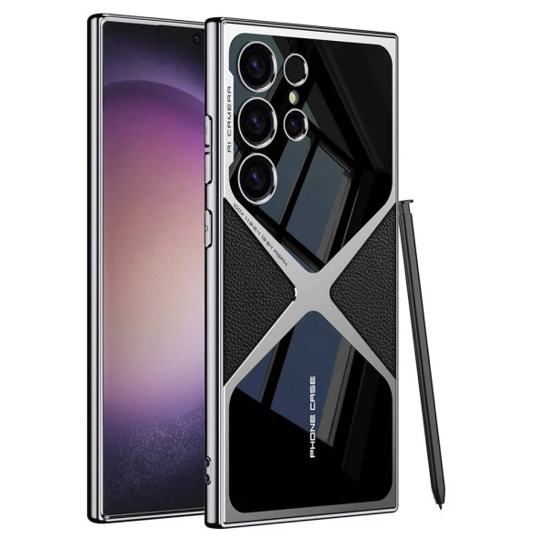 Galaxy S23 Ultra Kılıf Ultra İnce Kamera Korumalı PC + Deri Arka Yüzey  X-Pro Kapak ürün görseli 1