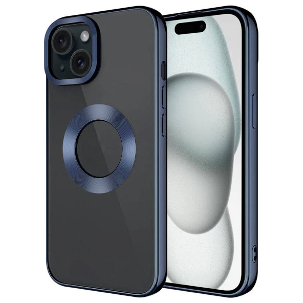 Apple iPhone 15 Plus Kılıf Tek Kamera Çerçeveli Logo Gösteren  Omega Kapak ürün görseli 1