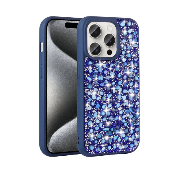 Apple iPhone 15 Pro Kılıf Parlak Taşlı Tasarım  Linea Diamond Kapak ürün görseli 1