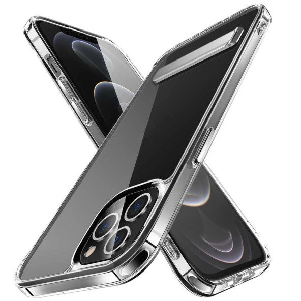 Apple iPhone 12 Pro Max Kılıf Standlı Şeffaf Silikon  L-Stand Kapak ürün görseli 1