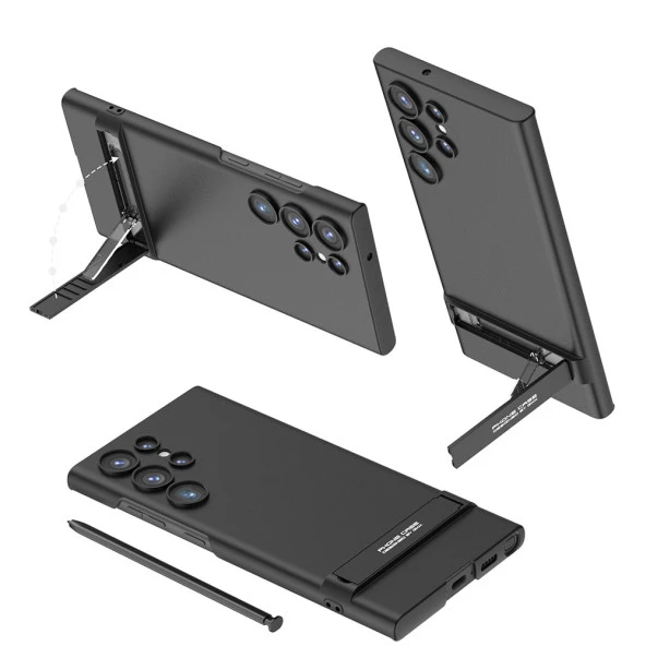 Galaxy S23 Ultra Kılıf  Kamera Korumalı Dikey Standlı Ays Kapak ürün görseli 1
