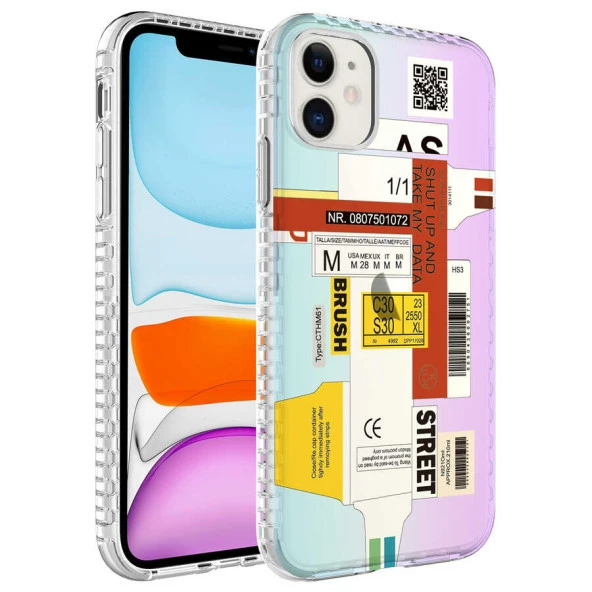 Apple iPhone 11 Kılıf Airbag Kenarlı Renkli Desenli Silikon  Elegans Kapak ürün görseli 1