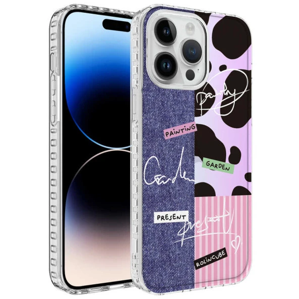 Apple iPhone 13 Pro Max Kılıf Airbag Kenarlı Renkli Desenli Silikon  Elegans Kapak ürün görseli 1