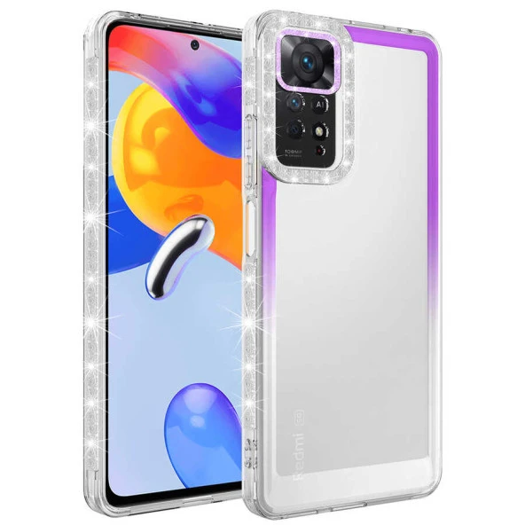 Xiaomi Redmi Note 11S Global Kılıf Simli ve Renk Geçiş Tasarımlı Lens Korumalı  Park Kapak ürün görseli 1