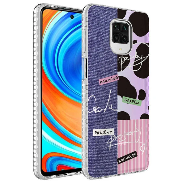 Xiaomi Redmi Note 9 Pro Kılıf Airbag Kenarlı Renkli Desenli Silikon  Elegans Kapak ürün görseli 1
