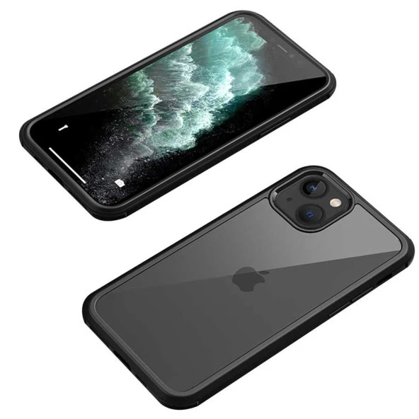 Apple iPhone 13 Kılıf  Dor Silikon Temperli Cam Kapak ürün görseli 1