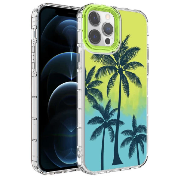 Apple iPhone 12 Pro Max Kılıf Kamera Korumalı Renkli Desenli Sert Silikon  Korn Kapak ürün görseli 1