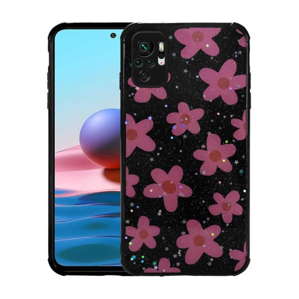 Xiaomi Redmi Note 10 Kılıf Simli Desenli Kamera Korumalı Parlak  Popy Kapak ürün görseli 1