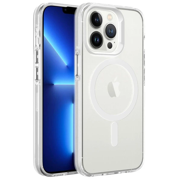 Apple iPhone 13 Pro Max Kılıf  Magsafe Şarj Özellikli Buzlu Transparan C-Pro Sert Kapak ürün görseli 1