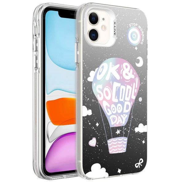 Apple iPhone 11 Kılıf Desenli  Silver Sert Kapak - Resim 6