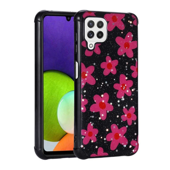 Galaxy M22 Kılıf Simli Desenli Kamera Korumalı Parlak  Popy Kapak ürün görseli 1