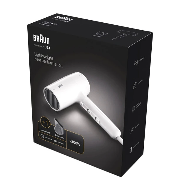 Braun Brhd210e Hd2.1 1 Başlıklı 2100W Beyaz Saç Kurutma Makinesi ürün görseli 1
