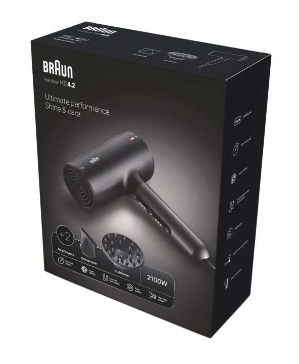 Braun BRHD425E HD4.2 IONTEC Difüzörlü Saç Kurutma Makinesi, 2 Başlıklı, 2100W ürün görseli 1