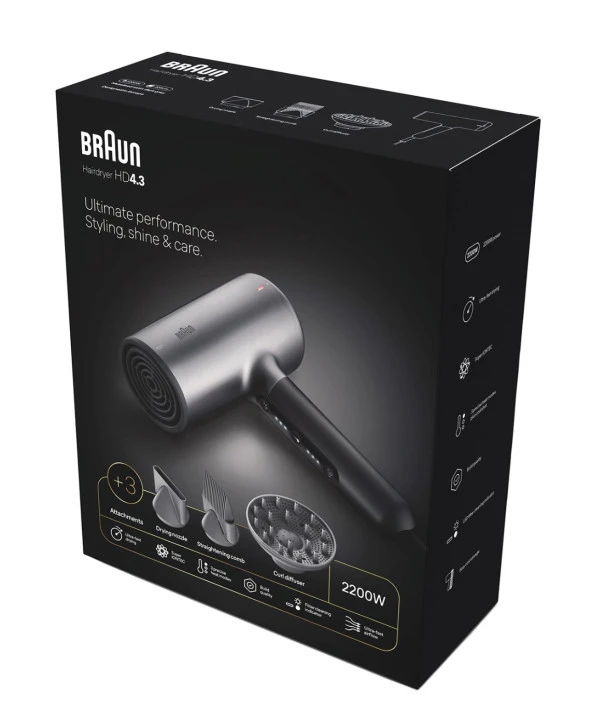 Braun BRHD435E HD4.3 IONTEC Difüzörlü Saç Kurutma Makinesi, 3 Başlıklı, 2200W ürün görseli 1