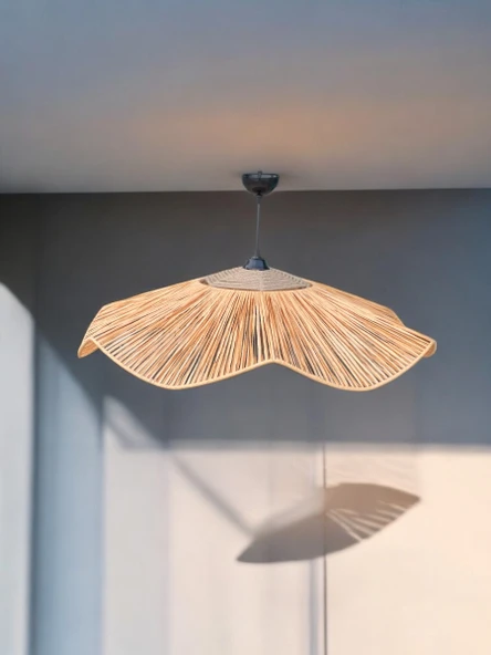 Bohem Avize 65cmx65cm  Rüstik Avize Jüt Avize Doğal Avize Hasır Avize Tavan Aydınlatması Işık Led Ampul ürün görseli 1