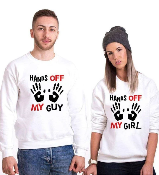 Tshirthane Hands Off Sevgili Kombinleri Sweatshirt Kombini ürün görseli 1