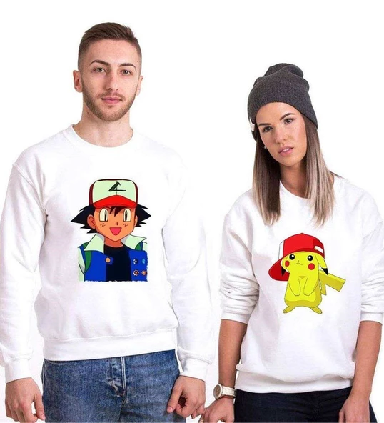 Tshirthane Pokemon Pikachu Sevgili Kombinleri Sweatshirt Kombini ürün görseli 1