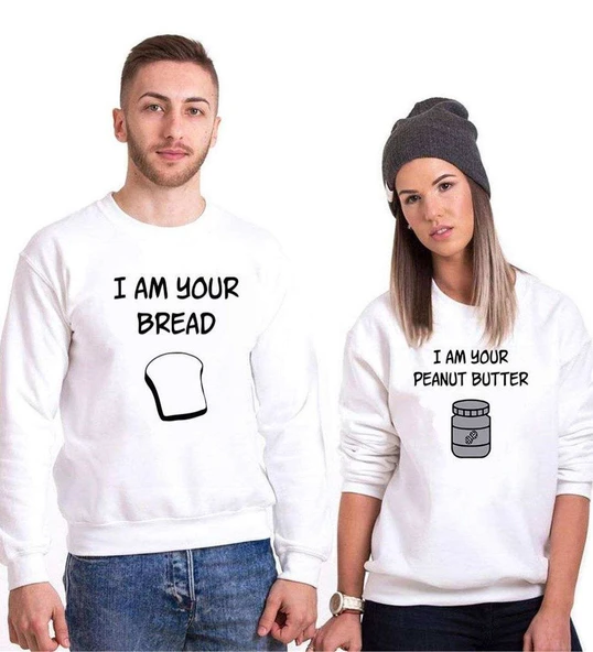 Tshirthane Fıstık Ezmesi Ekmek Sevgili Kombinleri Sweatshirt Kombini ürün görseli 1