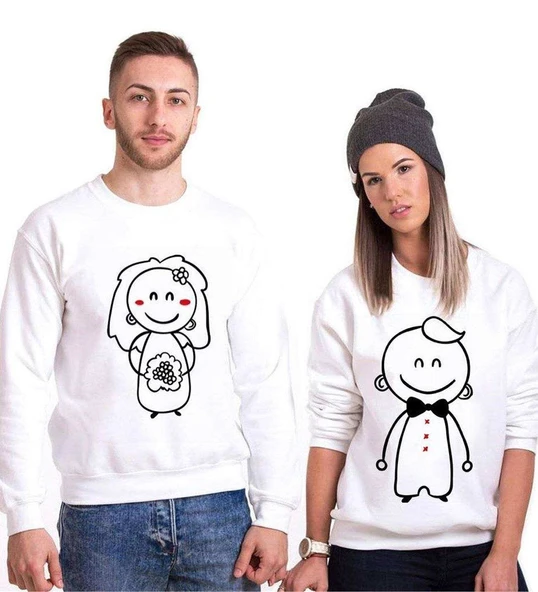 Tshirthane Gelin Damat Sevgili Kombinleri Sweatshirt Kombini ürün görseli 1