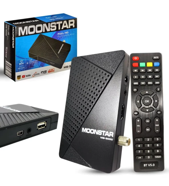 MOONSTAR MS-300 UYDU ALICI MİNİ FULL HD DAHİLİ WIFI YOUTUBE IPTV ürün görseli 1
