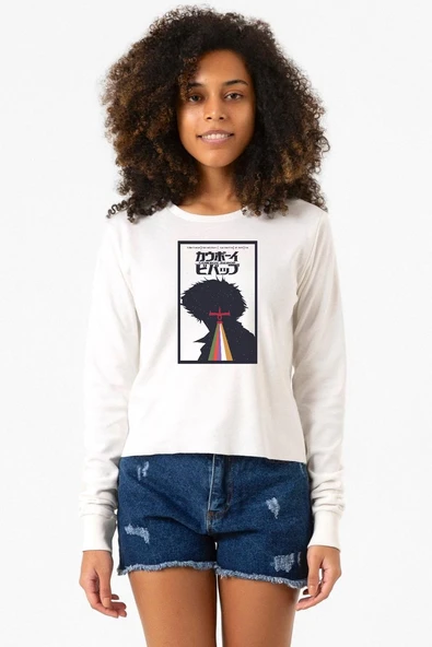 See You In Space Cowboys Minimalist Anime Poster Ekstra Uzunkol Sweatshirt Ekru ürün görseli 1