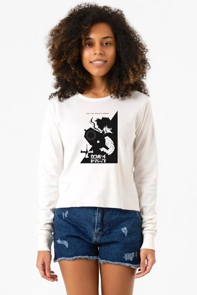 Cowboy Bebop Spike See You Space Cowboy Ekru Ekstra Uzunkol Sweatshirt ürün görseli 1