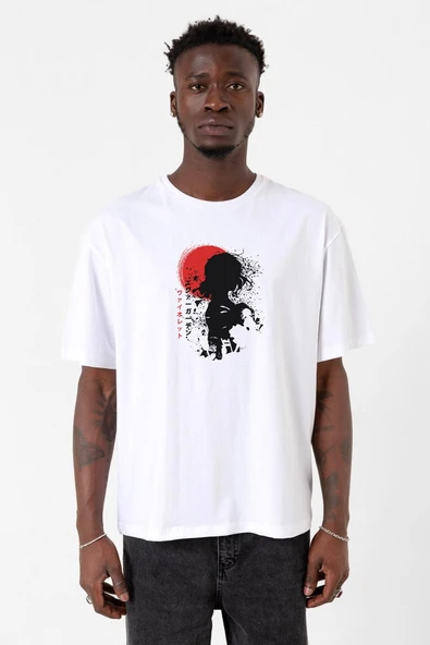 Violet Evergarden Anime Dark Poster Beyaz Erkek Oversize Tshirt ürün görseli 1