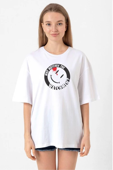 Watchmen Who Watches The Watchmen Beyaz Kadın Oversize Tshirt ürün görseli 1