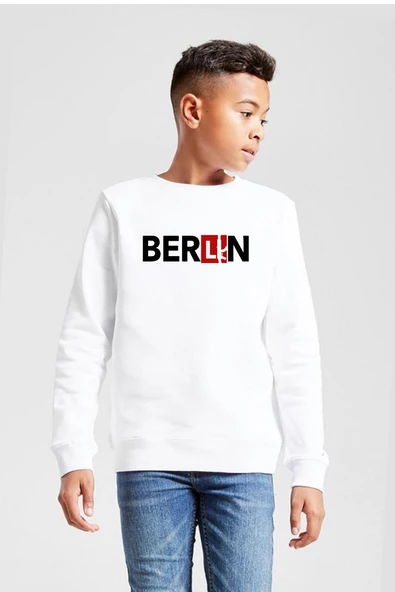 La Casa De Papel Berlin Ak Beyaz Çocuk 2ip Sweatshirt ürün görseli 1