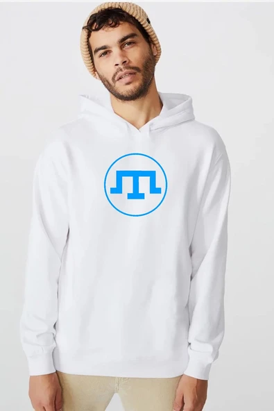 Kırım Tatar Tamga Beyaz Erkek 3ip Kapşonlu  Sweatshirt ürün görseli 1