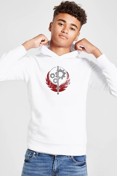Fallout Worn Appalachian Brotherhood Beyaz Çocuk 3ip Kapşonlu  Sweatshirt ürün görseli 1