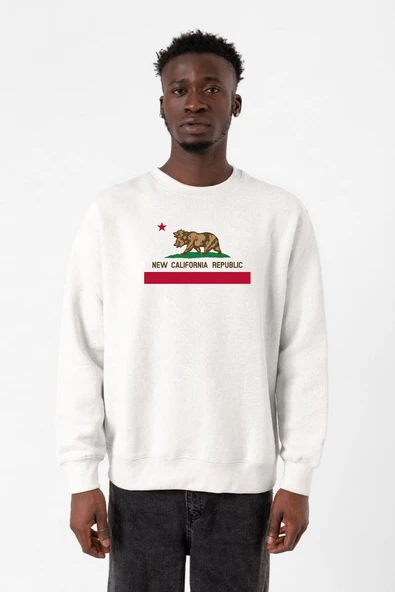 Fallout New California Republic Flag Beyaz Erkek 2ip Sweatshirt ürün görseli 1