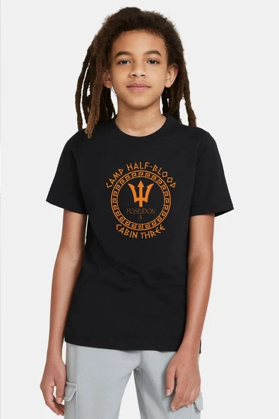 Camp Half Blood Poseidon Siyah Çocuk Tshirt ürün görseli 1