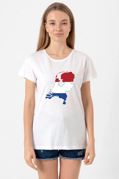 Euro 24 Netherlands Beyaz Kadın Bisikletyaka Tshirt ürün görseli 1