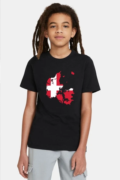 Euro 24 Denmark Siyah Çocuk Tshirt ürün görseli 1