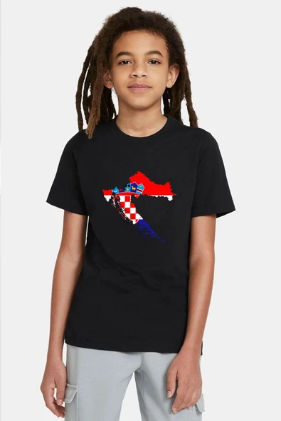 Euro 24 Croatia Siyah Çocuk Tshirt ürün görseli 1