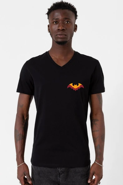 Sarı Kırmızı Batsman Siyah Erkek V yaka Tshirt ürün görseli 1