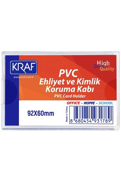 Kraf Pvc Ehliyet & Kimlik Koruma Kabı 92x60mm Tekli ürün görseli 1