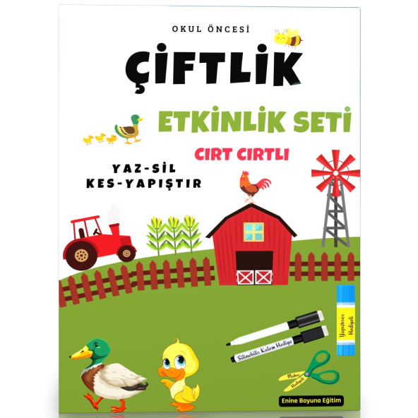Okul Öncesi Çiftlik Etkinlik Seti (Yaz-Sil ve Cırt Cırtlı) ürün görseli 1