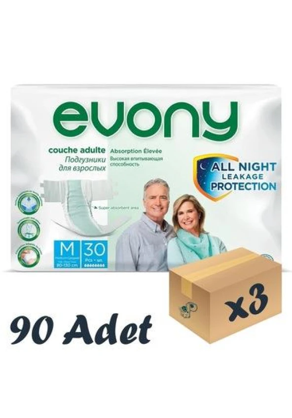 Evony Belbantlı Orta Boy (M) 30'lu 3 Paket Hasta Bezi ürün görseli 1